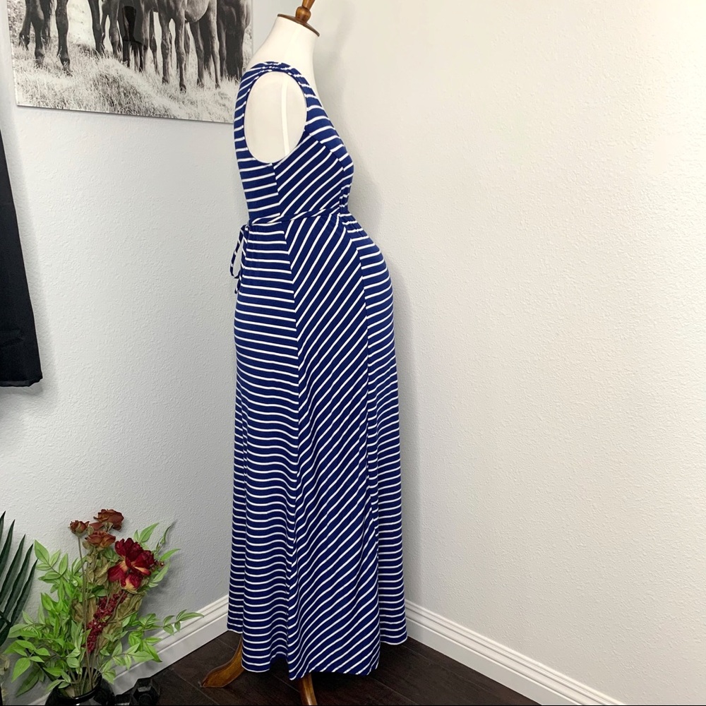 Isabel by Ingrid Striped Tank Maternity Dress Blue - Picture 3 of 13